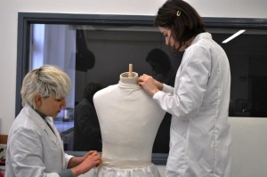 Nora Frankel and I padding up the mannequin © The University of Glasgow and Dumfries Museum.