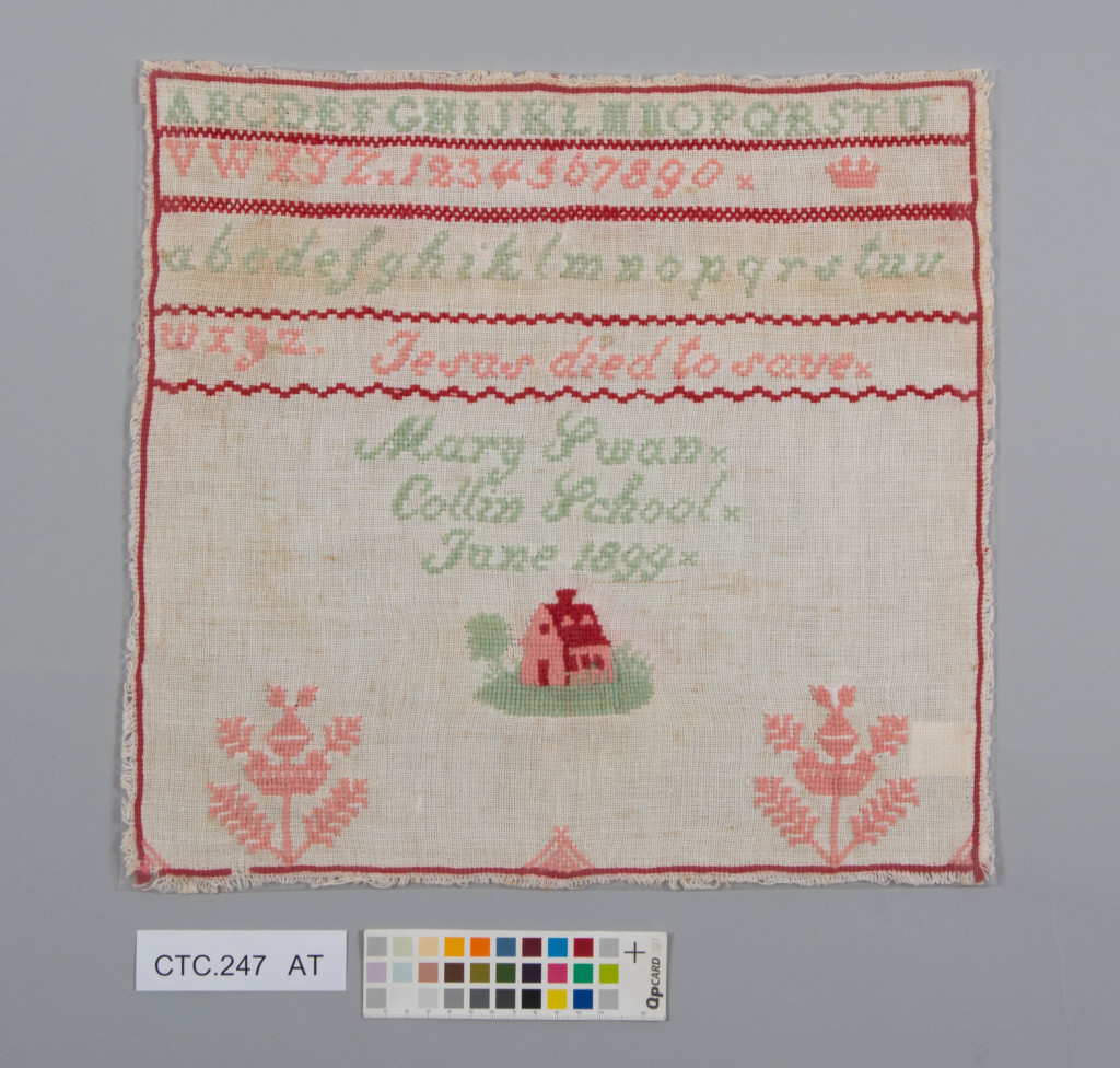 The sampler after treatment © University of Glasgow and Dumfries Museum.